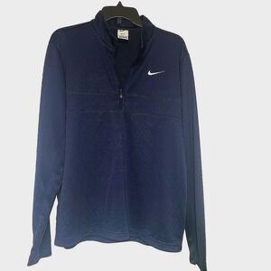 Nike Dri Fit Embroidered Logo Half Zip Navy Pullover Mens Medium
